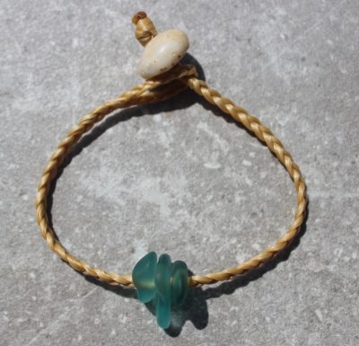 Blue Sea Glass Pebble Bracelet by Sam Grim - SAM883