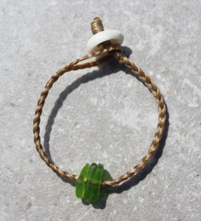 Green Sea Glass Pebble Bracelet by Sam Grim - SAM888