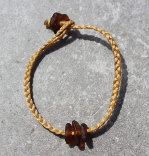 Brown Sea Glass Pebble Bracelet by Sam Grim - SAM889