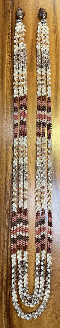 Niʻihau Collectors’ Lei, 44"/46"/48" 3-Strand Kipona with 14K Gold Clasp by Corey Karleen - Full Length - PANC1055