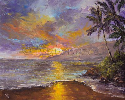 SOARING THRU RAINBOWS, 20X24 ORIGINAL FRAMED PALETTE KNIFE OIL PAINTING -  Magnolia Hawaii