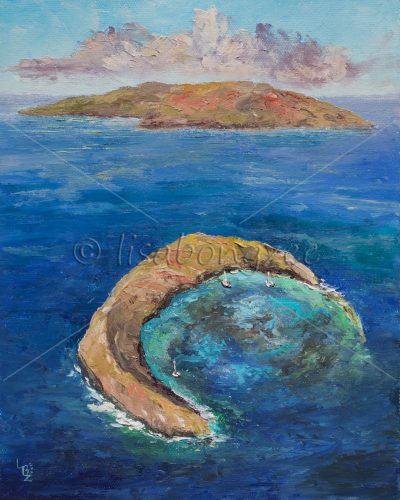 "Birds Eye View Molokini" by Lisabongzee - LBZ275