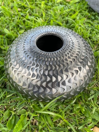 Black Metallic Moon Patterned Vessel by Michael Wisner - MIW126