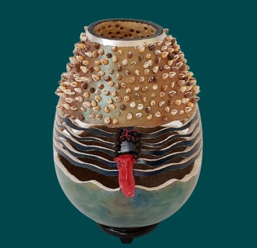 "Ocean to Shore" Gourd by Jaz Staley - JSE084