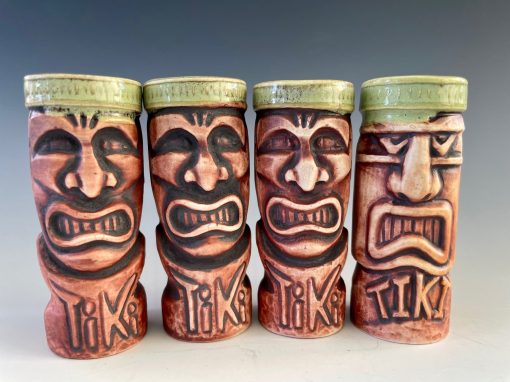 Tiki Shot Glasses by Ocean Raku Pottery