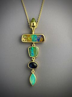 Chakra Pendant with Australian Boulder Opals by Carol and Michael Schwarz - CMS558