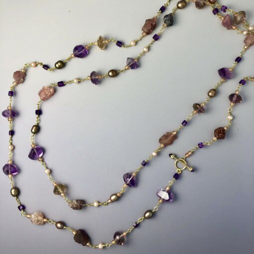 Gemstone Beaded Chain in 18K Gold - Maui Hands