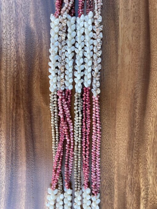 Ni'ihau Collectors' Lei, 41 inch 3 Strand Pikake With Poleho Ikaika