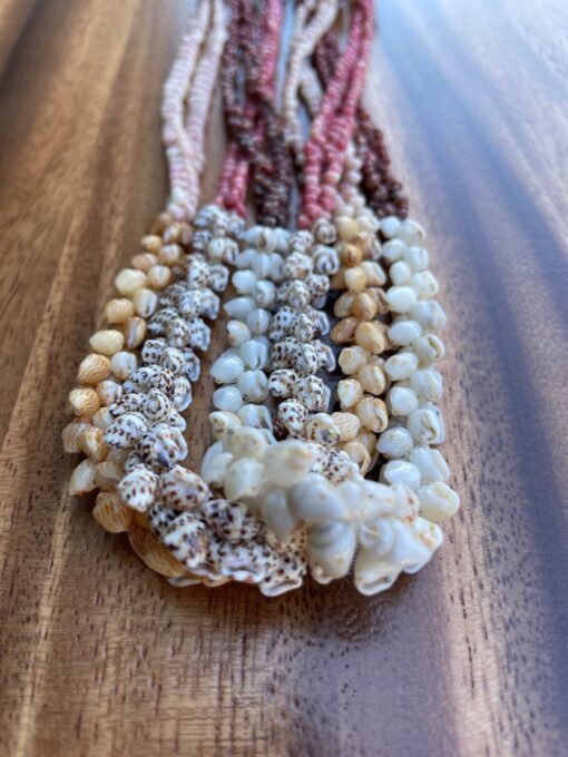 Ni'ihau Collectors' Lei, 41 inch 3 Strand Pikake With Poleho Ikaika