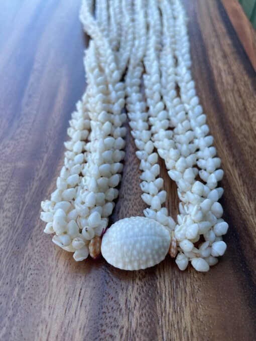 Ni'ihau Collectors' Lei, 40 inch 4 Strand White Momi, Vintage