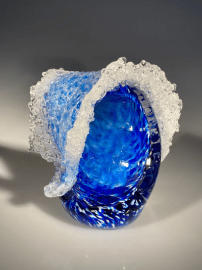 EXAMPLE: Glass Wave, Crashing in Deep Blues by Hot Island Glass