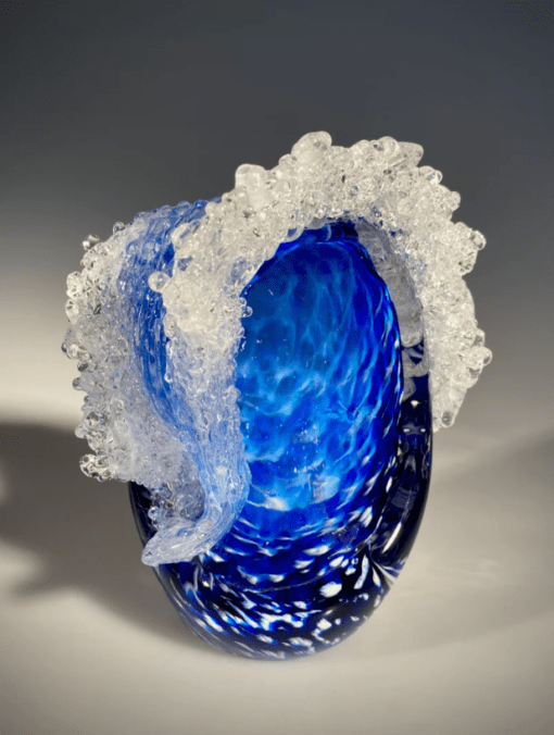 EXAMPLE: Glass Wave, Crashing in Deep Blues by Hot Island Glass