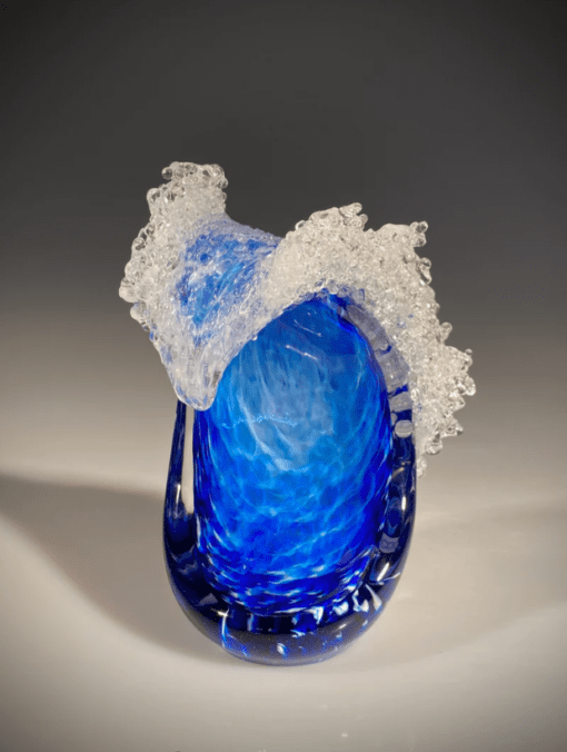 EXAMPLE: Glass Wave, Cresting in Deep Blues by Hot Island Glass