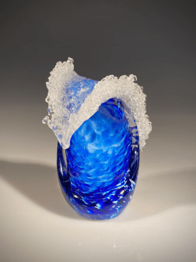 EXAMPLE: Glass Wave, Cresting in Deep Blues by Hot Island Glass