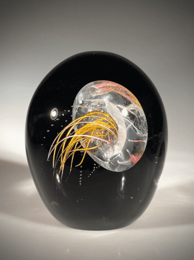 EXAMPLE: Jellyfish Single Sideways Midnight Amber/Ruby by Hot Island Glass