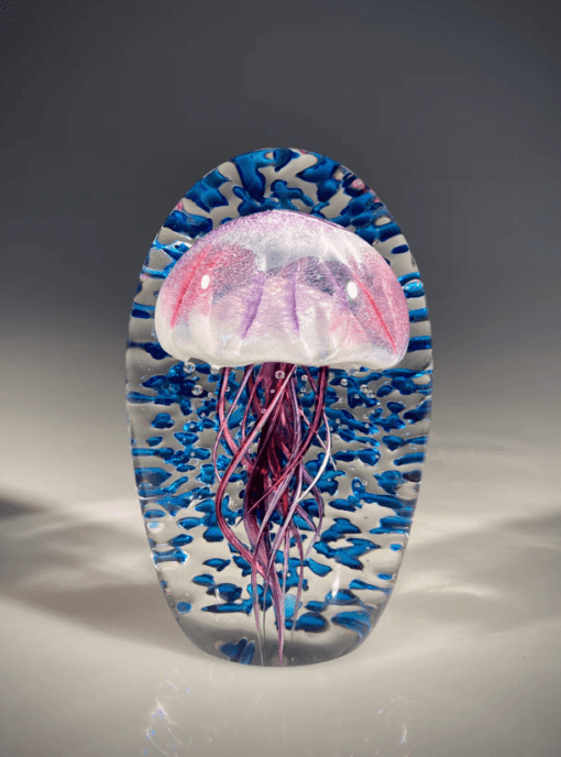 EXAMPLE: Jellyfish Single Ripple Ruby/Purple by Hot Island Glass