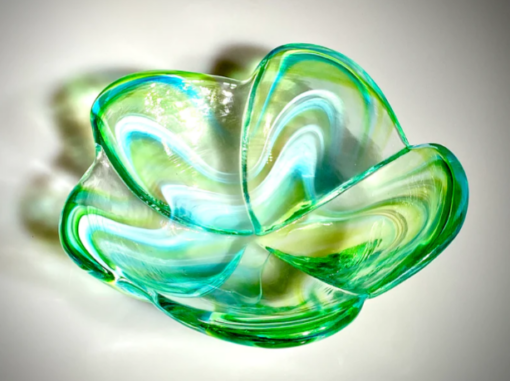 EXAMPLE: Plumeria Bowl in Greens by Hot Island Glass