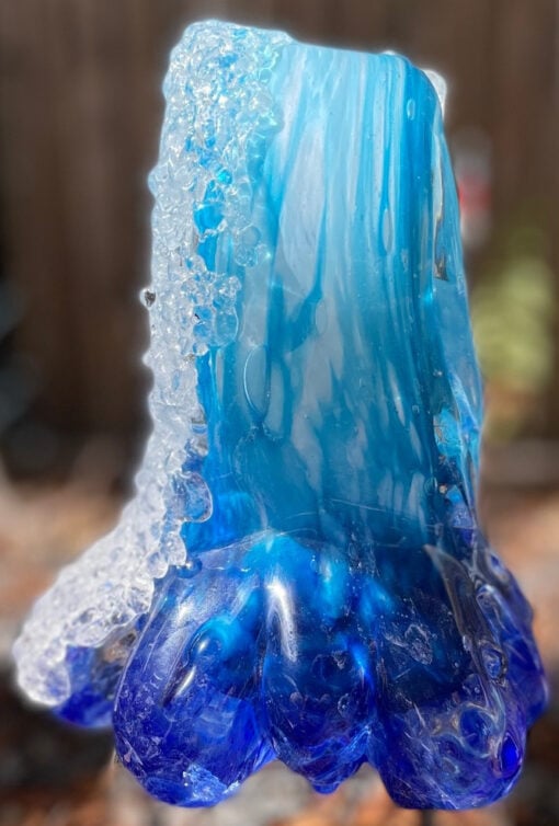 EXAMPLE: Blown Glass Wave Sculpture - Blues by Ryan Staub