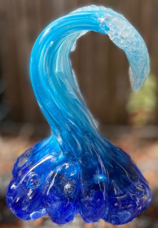 EXAMPLE: Blown Glass Wave Sculpture - Blues by Ryan Staub