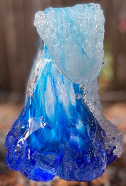 EXAMPLE: Blown Glass Wave Sculpture - Blues by Ryan Staub