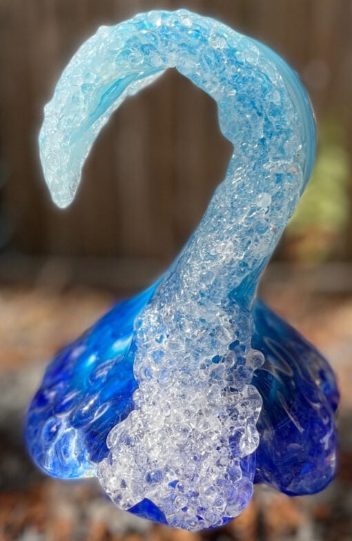 EXAMPLE: Blown Glass Wave Sculpture - Blues by Ryan Staub