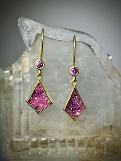 Cobaltocalcite Earrings with Pink Sapphires by Carol and Michael Schwarz - CMS562