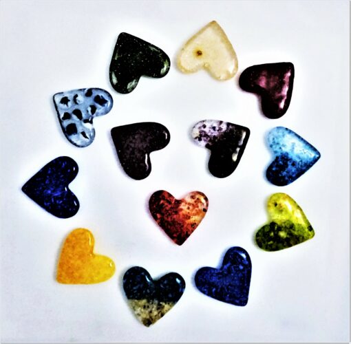 Assorted Small Aloha Fused Glass Hearts by Susie Donaldson - SUD001