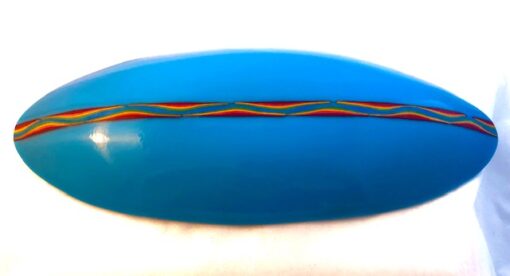 Oval Fused Glass Platter in Red & Light Blue with Stand - Surfin' Safari by Susie Donaldson - SUD056