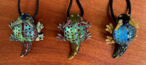 Blown Glass Horny Toad Lizard Pendant Necklace by Luke Olsen - EXAMPLES - LOL09