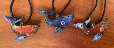 Blown Glass Humpback Whale Pendant Necklace by Luke Olsen - EXAMPLES - LOL36