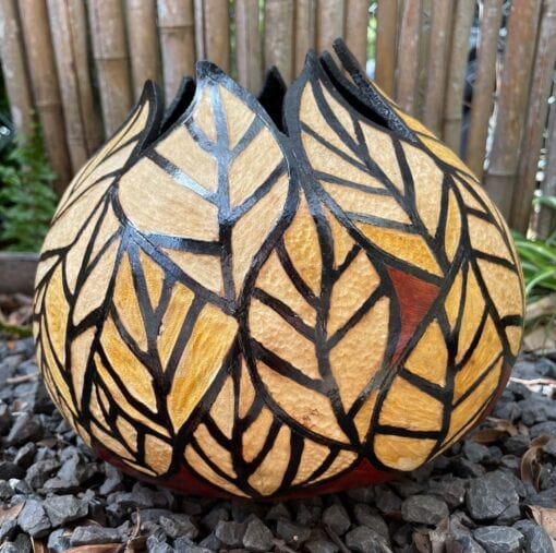 Leaf Design Gourd by Neola Caveny - NEC150