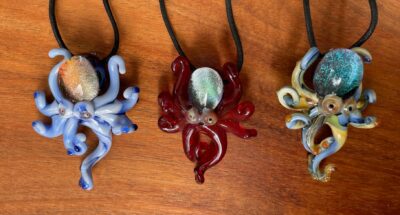 Blown Glass Octopus Pendant Necklace by Luke Olsen - EXAMPLES - LOL02