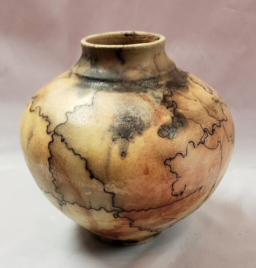 Horse Hair Raku Vase by Stephen Hoel