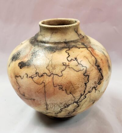 Horse Hair Raku Vase by Stephen Hoel