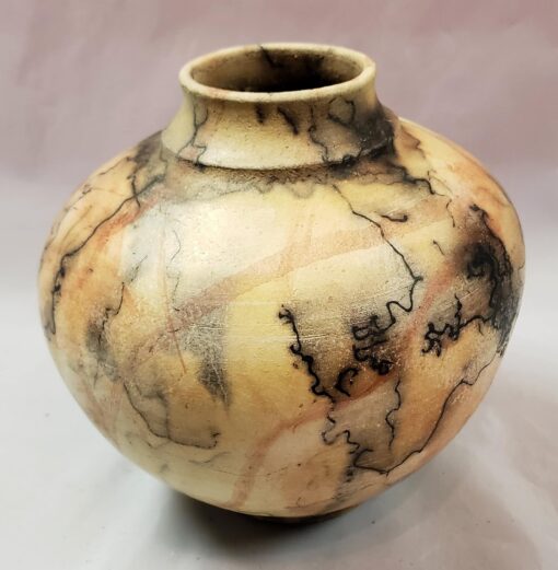 Horse Hair Raku Vase by Stephen Hoel