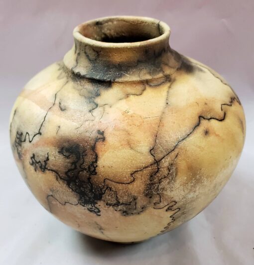 Horse Hair Raku Vase by Stephen Hoel