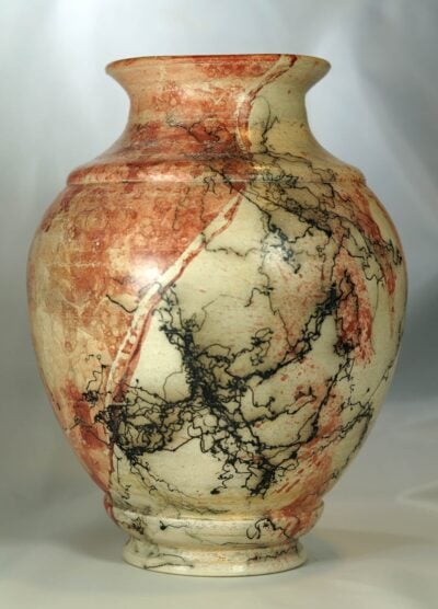 "Antiquities" Large Horse Hair Raku Vase by Stephen Hoel