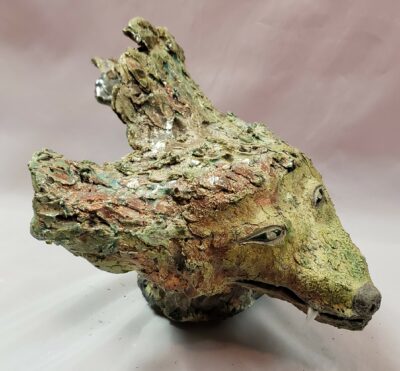"They Hide Amongst the Trees" Hand-built Ceramic Coyote Sculpture by Stephen Hoel - STH007