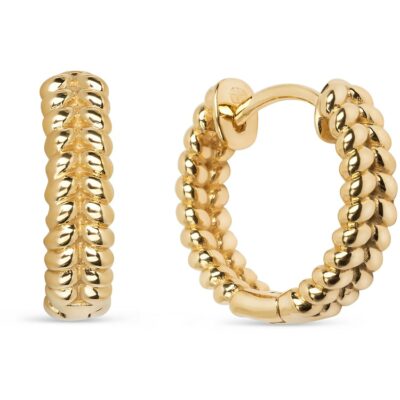 Small Braided Huggie Hoop Earrings 18K Gold Vermeil - Amata Jewelry