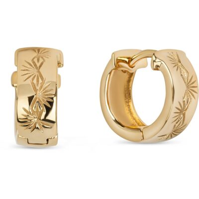 Small Palm Leaf Hoop Huggie Earrings 18K Gold Vermeil - Amata Jewelry