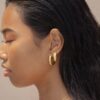 Large Palm Leaf Hoop Earrings and Large Palm Leaf Huggie Hoop Earrings 18K Gold Vermeil - Amata Jewelry
