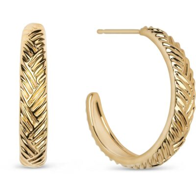 Large Palm Leaf Hoop Earrings 18K Gold Vermeil - Amata Jewelry