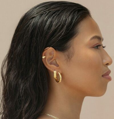 Small Palm Leaf Ear Cuff 18K Gold Vermeil - Amata Jewelry (Other jewelry items not included)