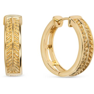 Large Palm Leaf Huggie Hoop Earrings 18K Gold Vermeil - Amata Jewelry