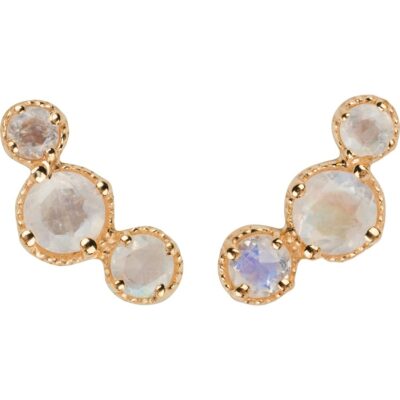 Cluster Moonstone Ear-Crawler Earrings 18K Gold Vermeil - Amata Jewelry