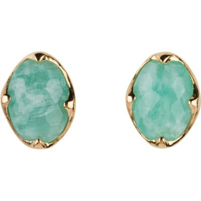 Amazonite Post Earrings 18K Gold Vermeil - Amata Jewelry