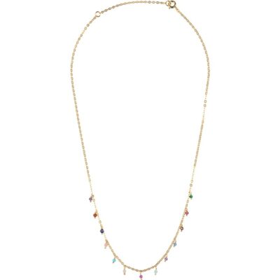 Rainbow Gemstone Drop Necklace 18K Gold Vermeil - Amata Jewelry