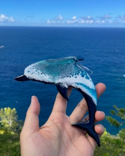 Dolphin Wood and Resin Ornament by Leilani Kepler