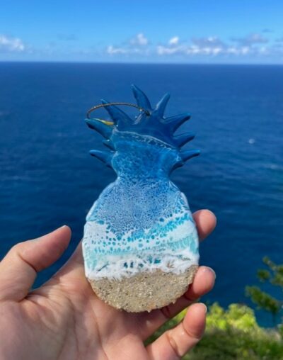 Pineapple Wood and Resin Ornament by Leilani Kepler