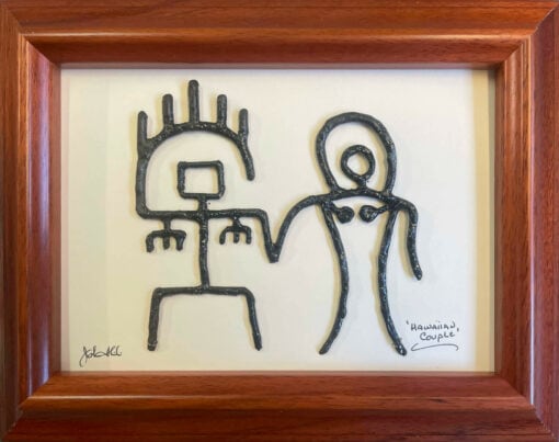 "Hawaiian Couple" Bronze/Pewter Framed Shadowbox Sculpture by John Ilnicki